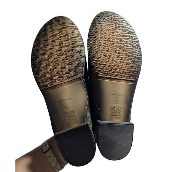 Unity in Diversity Black Metallic Leather Lace-Up Slingback Sandals EU 38 US 7.5 - Picture 5 of 6